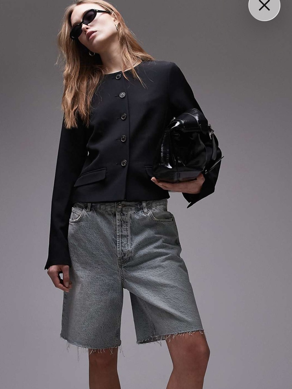 Topshop round neck collarless blazer